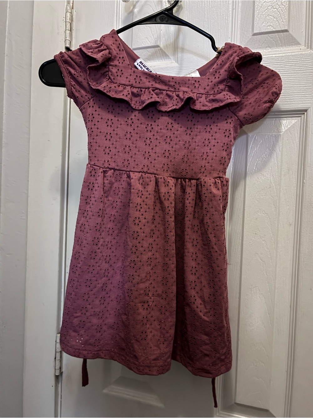 Girls Purple Eyelet Ruffle Dress Size 4T